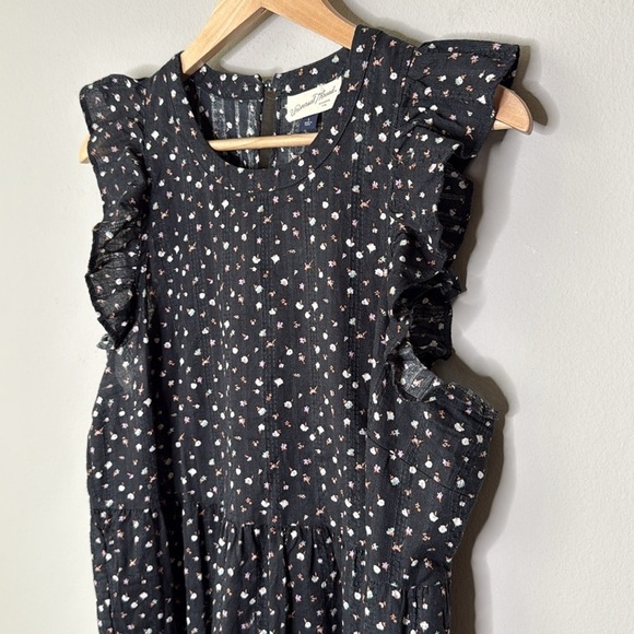 Universal Thread Cotton Ruffle Sleeveless Maxi Dress in Black Floral Size Large - Picture 4 of 9